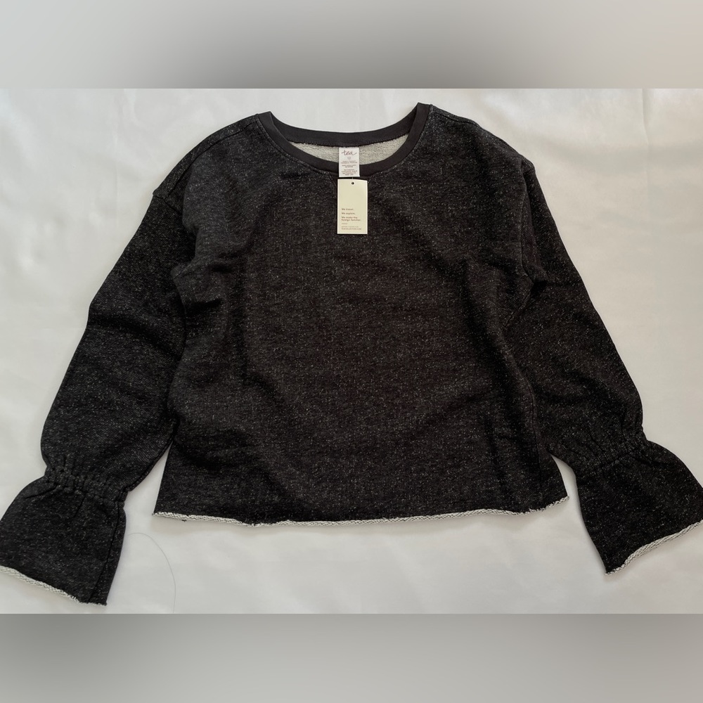 TEA COLLECTION Girls Heathered Ruffle Sleeve Top Size 12 NWT Sweatshirt
